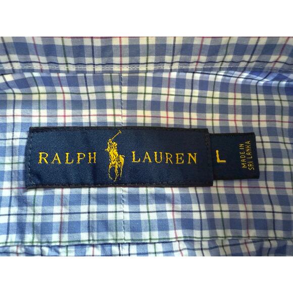 Ralph Lauren Button Down Blue White Size LRG 100% Cotton Long Slv - Picture 9 of 11
